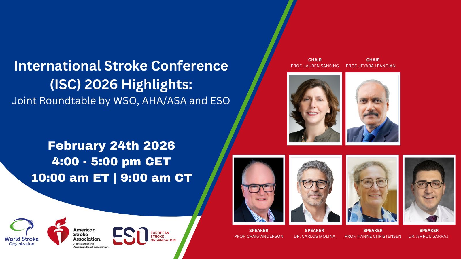 ESO-WSO-AHA/ASA Joint webinar Highlights from the International Stroke Conference (ISC) 2026