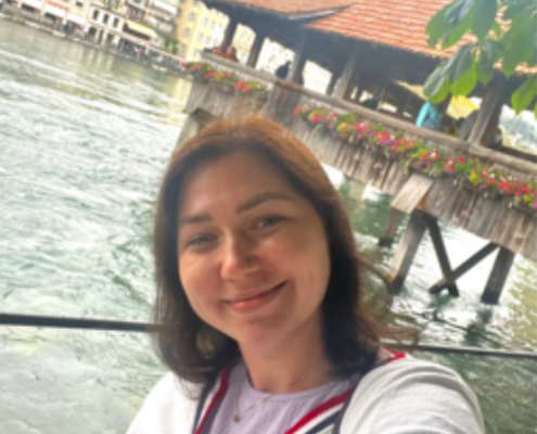 Author in Lucerne, Kappelen Bridge